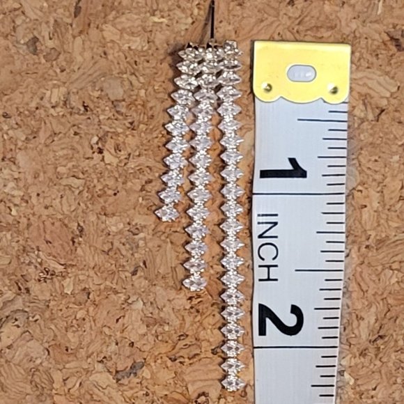 NWOT Gold and Rhinestone Drop Earrings - Picture 2 of 2